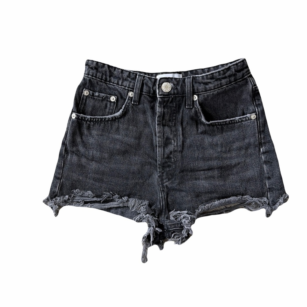 Zara Charcoal Distressed Jean Shorts